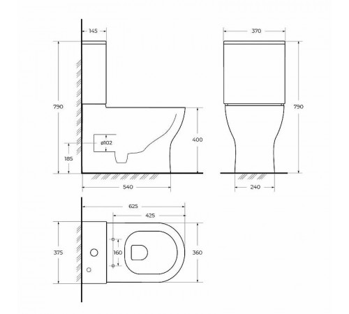 Унитаз компакт BelBagno Energia BB8134CPR/SC без бачка с сиденьем Микролифт