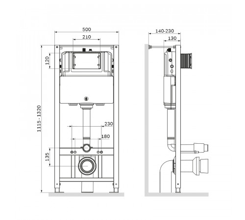 Комплект унитаза с инсталляцией AM.PM Spirit V2.0 FlashClean IS47031.701700 с сиденьем Микролифт и клавишей смыва Никель матовый