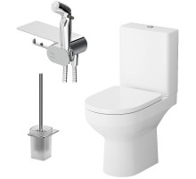 Унитаз компакт AM.PM Spirit V2.0 FlashClean CK70C1804W с гигиеническим душем и ершиком с бачком и сиденьем Микролифт
