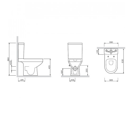 Унитаз компакт AM.PM Spirit V2.0 C708600WH с бачком без сиденья