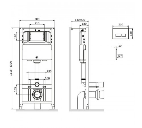 Комплект унитаза с инсталляцией AM.PM Spirit V2.0 FlashClean IS47001.701700 с сиденьем Микролифт и Белой клавишей смыва