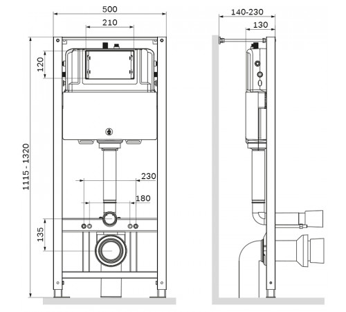 Комплект унитаза с инсталляцией AM.PM Spirit V2.0 FlashClean IS47051.701700MB с сиденьем Микролифт и клавишей смыва Хром глянцевый