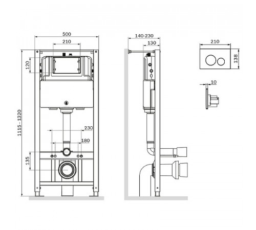 Комплект унитаза с инсталляцией AM.PM Spirit V2.0 FlashClean IS49051.701700 с сиденьем Микролифт и клавишей смыва Хром