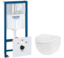 Комплект унитаза AM.PM Awe C111738SC с инсталляцией Grohe Rapid SL 38775001 с сиденьем Микролифт и клавишей смыва Хром
