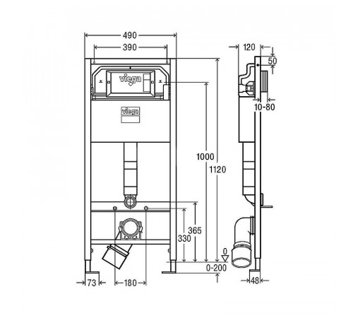 Комплект унитаза AM.PM Awe C111738WH+C117852WH с инсталляцией Viega Prevista Dry 792855 с сиденьем Микролифт и клавишей смыва Хром