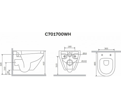 Комплект унитаза AM.PM Spirit FlashClean C701700WH+C707857WH с инсталляцией Grohe Rapid SL 38772001 с сиденьем Микролифт и клавишей смыва Хром