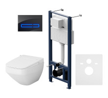 Комплект унитаза биде с инсталляцией AM.PM Inspire V2.0 FlashClean IS450A38.CCC50A с электронным сиденьем Микролифт с функцией биде и Черной клавишей смыва