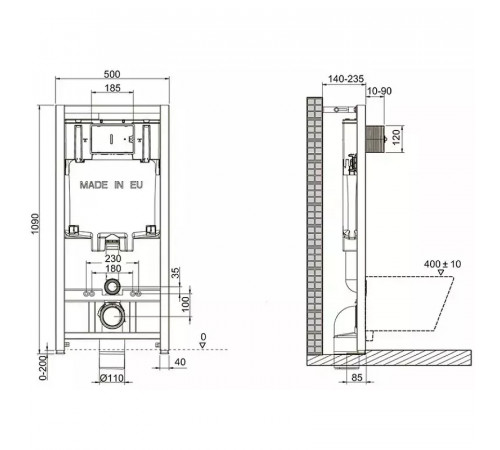 Комплект унитаза с инсталляцией Jacob Delafon Aleo E21730RU-00 с сиденьем Микролифт и клавишей смыва Хром