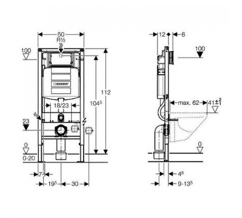 Комплект унитаза Owl 1975 Vind Cirkel-H TOWLT190302 с инсталляцией Geberit Duofix Sigma UP320 111.300.00.5 с сиденьем Микролифт