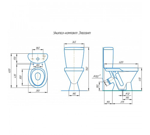 Унитаз компакт Rosa Элегант 4620008195186 Белый с бачком и сиденьем