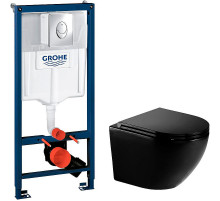 Комплект унитаза WeltWasser Merzbach 041 MT-BL 10000008255 с инсталляцией Grohe Rapid SL 38721001 с сиденьем Микролифт и клавишей смыва Хром