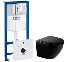 Комплект унитаза WeltWasser Merzbach 041 MT-BL 10000008255 с инсталляцией Grohe Rapid SL 38775001 с сиденьем Микролифт и клавишей смыва Хром