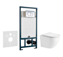 Комплект унитаза WeltWasser Merzbach 043 GL-WT 10000009939 с сиденьем Микролифт и инсталляцией WeltWasser WW Marberg 507 10000005949+10000005952 с клавишей смыва Хром глянцевый