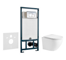 Комплект унитаза WeltWasser Merzbach 043 GL-WT 10000009939 с сиденьем Микролифт и инсталляцией WeltWasser WW Marberg 507 10000005949+10000005953 с клавишей смыва Хром глянцевый