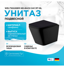 Унитаз WeltWasser Gelbach 041 MT-BL 10000008262 подвесной Черный матовый с сиденьем Микролифт