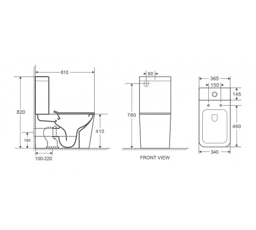 Унитаз компакт WeltWasser Gelbach 001 ST MT-BL 10000006089 Черный матовый с бачком и сиденьем Микролифт