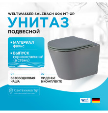 Унитаз WeltWasser Salzbach 004 MT-GR 10000003767 подвесной Серый матовый с сиденьем Микролифт