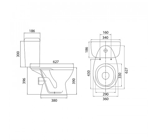 Унитаз компакт Santeri Pro 1.P215.5.S00.00B.F с бачком и сиденьем