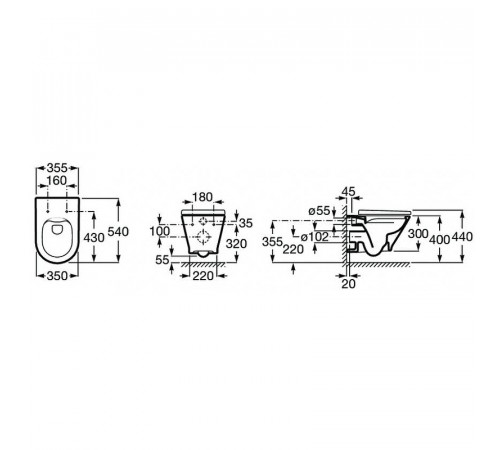 Комплект унитаза с инсталляцией Roca The Gap Round Pack Rimless 893105000 с сиденьем Микролифт без клавиши смыва