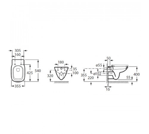 Комплект унитаза с инсталляцией Roca Debba Pack Rimless 893104970 с сиденьем Микролифт без клавиши смыва