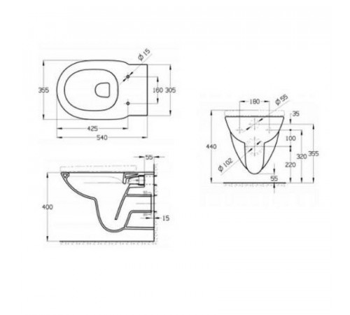 Комплект унитаза с инсталляцией Roca Debba Round Pack Rimless 893104980 с сиденьем Микролифт без клавиши смыва