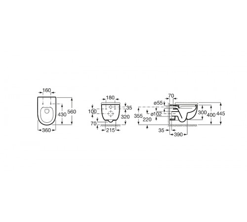 Унитаз Roca Meridian Rimless 34624L000 подвесной без сиденья