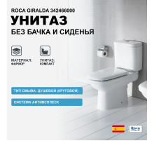 Унитаз компакт Roca Giralda 342466000 без бачка и сиденья