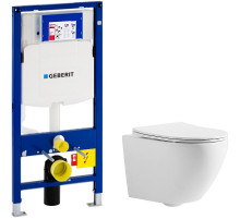 Комплект унитаза CeramaLux 2197 с инсталляцией Geberit Duofix Sigma UP320 111.300.00.5 с сиденьем Микролифт