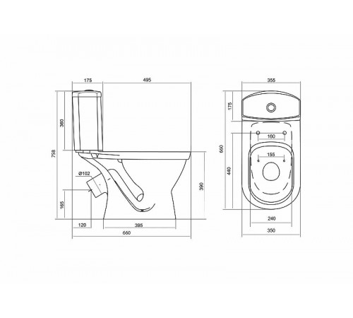 Унитаз компакт Santek Алькор 1WH302140 с бачком и сиденьем