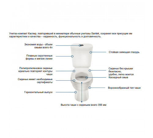 Унитаз компакт Santek Каспер Детский Стандарт 1WH501741 с бачком и сиденьем