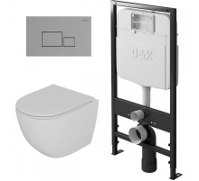 Комплект унитаза с инсталляцией D&K Matrix DS1391606 с сиденьем Микролифт и клавишей смыва Хром глянцевый