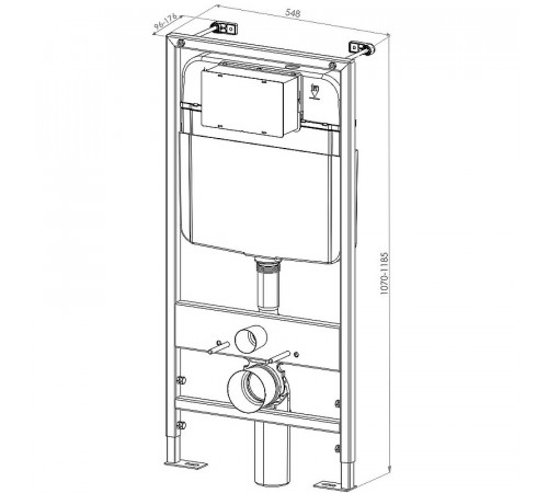 Комплект унитаза с инсталляцией D&K Quadro DS1511604 с сиденьем Микролифт и клавишей смыва Хром матовый