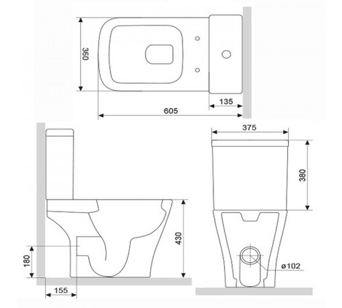 Унитаз компакт Damixa Titan DX78C8600SC с бачком и сиденьем Микролифт