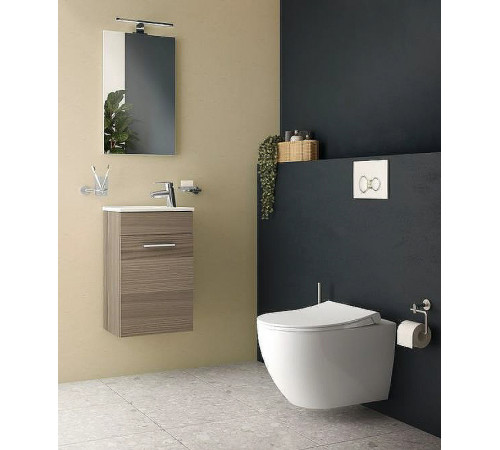 Комплект унитаза с инсталляцией Vitra Mia Round SmoothFlush 9856B003-7200 с сиденьем Микролифт и клавишей смыва Хром матовый