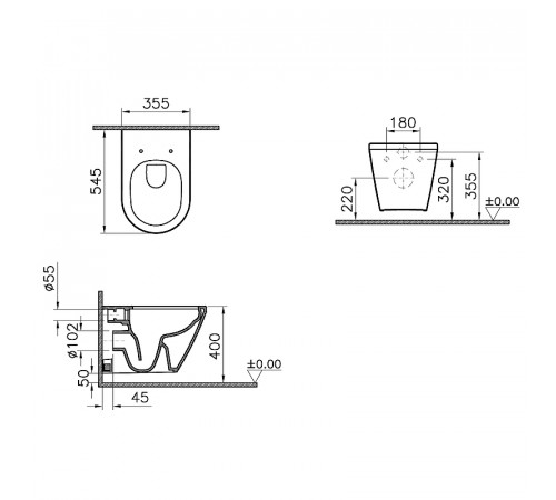 Комплект унитаза с инсталляцией Vitra Integra Round L-box 9004B003-7202 с сиденьем Микролифт и клавишей смыва Хром матовый