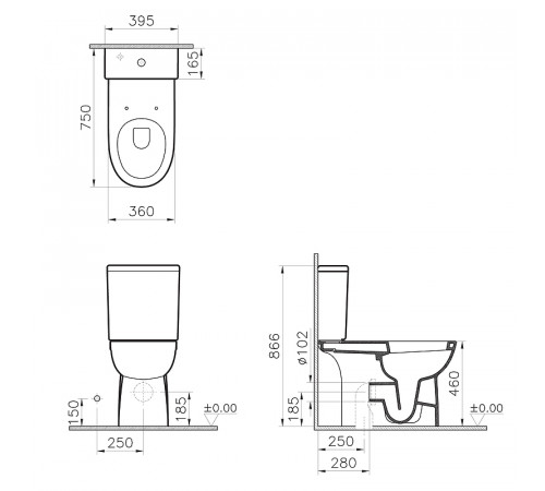 Унитаз компакт Vitra Conforma 9832B003-7204 с бачком и сиденьем Микролифт