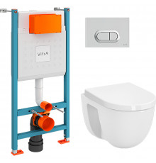 Комплект унитаза с инсталляцией Vitra S40 L-box 9005B003-7211 с сиденьем Микролифт и клавишей смыва Хром глянцевый