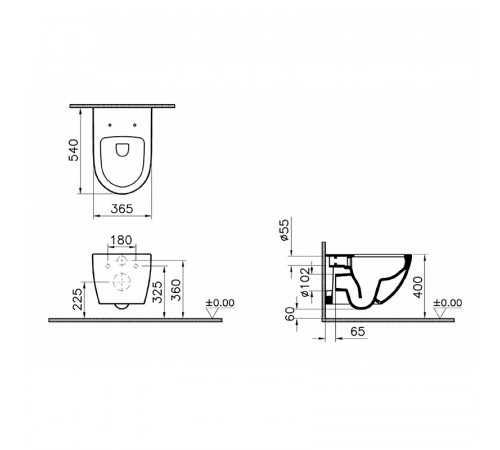 Унитаз Vitra Sento Rim-ex 7748B083-0101 подвесной Черный матовый без сиденья