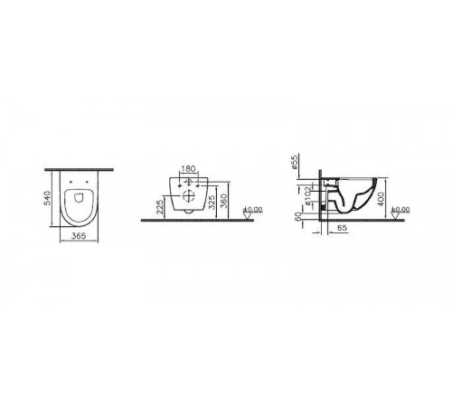 Комплект унитаза с инсталляцией Vitra Sento Rim-Ex 9830B003-7207 с сиденьем Микролифт и клавишей смыва Хром матовый