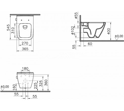 Унитаз Vitra Integra Square 7082B003-7209 подвесной без сиденья