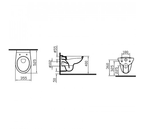 Комплект унитаза с инсталляцией Vitra Normus 9773B003-7201 с сиденьем Микролифт и Белой глянцевой клавишей смыва