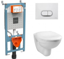 Комплект унитаза с инсталляцией Vitra Normus 9773B003-7203 с сиденьем Микролифт и клавишей смыва Хром матовый