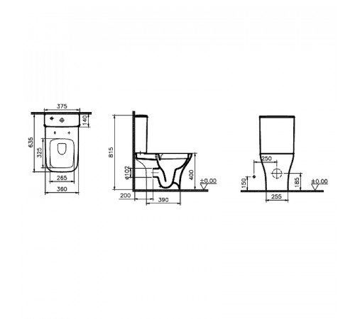 Унитаз компакт Vitra Polar Open-Back 9843B003-7201 с бачком и сиденьем Микролифт