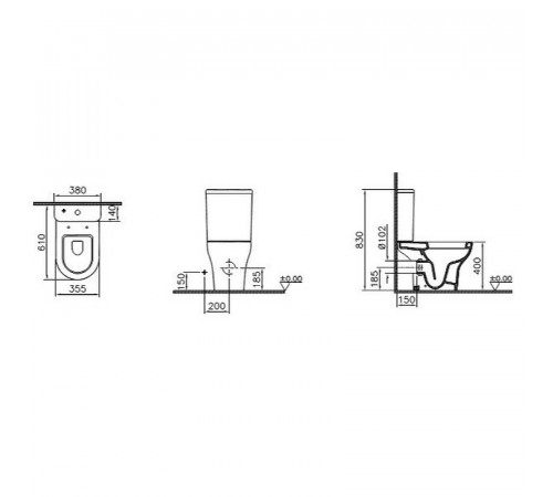 Унитаз компакт Vitra Zentrum Open-back 9012B003-7204 с бачком и сиденьем Микролифт