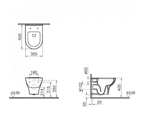 Унитаз Vitra Zentrum 5795B003-6077 подвесной с сиденьем Микролифт