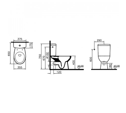 Унитаз компакт Vitra S10 SmoothFlush 9864B003-7201 с бачком и сиденьем Микролифт