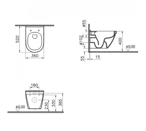 Унитаз биде Vitra S50 Rim-Ex 7740B003-0850 подвесной без сиденья