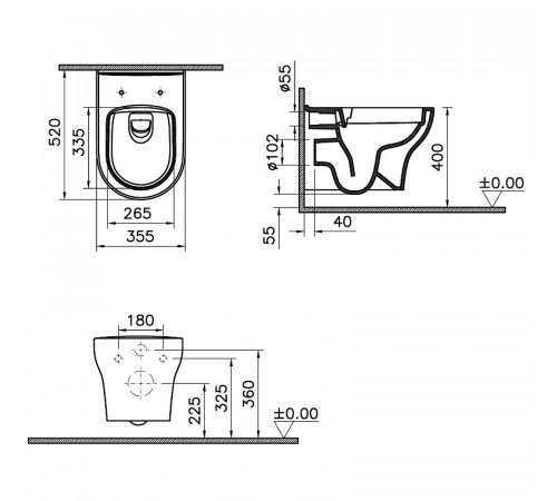 Унитаз Vitra Zentrum Round 7786B003-0075 подвесной без сиденья