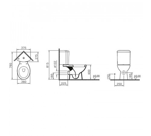 Унитаз компакт Vitra Arkitekt 9754B003-7201 угловой с бачком и сиденьем Микролифт