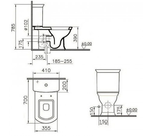 Унитаз компакт Vitra Serenada 9722B003-7204 с бачком и сиденьем